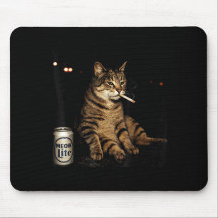 Cool Tabby Cat Smoking Retro Attitude Graphic Mouse Pad