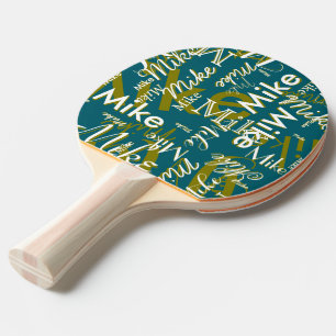 Cool Table-Tennis-Paddle with Name teal-blue Ping Pong Paddle