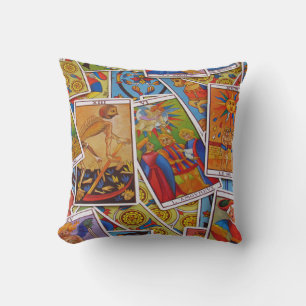 Cool Tarot Card Pile Throw Pillow