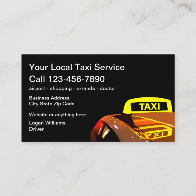 Cool Taxi Cartes de visite légers (Devant)