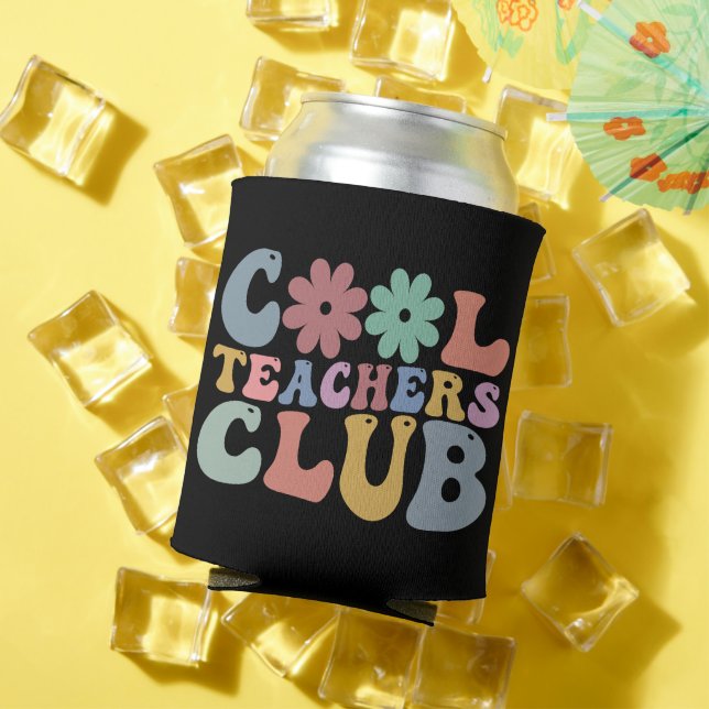 Cool Teacher Club Retro Groovy Back To School  Can Cooler (In Situ Summer)