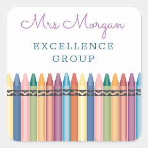Cool teacher colourful crayons square sticker