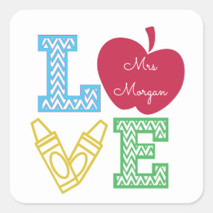 Cool teacher love decorative script square sticker