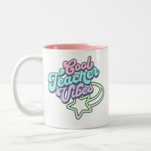 Cool Teacher Vibes Retro Styling Gift Green Two-Tone Coffee Mug