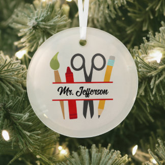 Cool Teacher's add name Glass Ornament