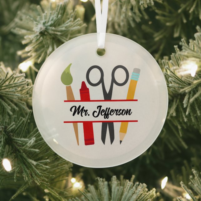 Cool Teacher's add name  Glass Ornament (Insitu)