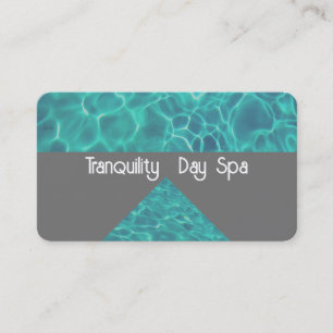 cool teal blue water tranquil spa on grey  business card