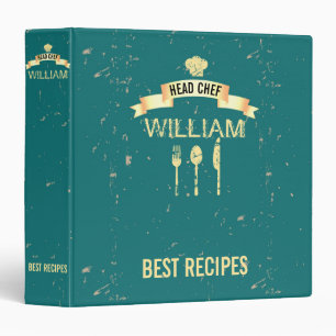 Cool teal head chef recipes custom name binder