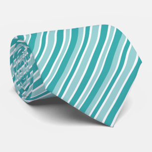 Cool teal white stripe pattern tie