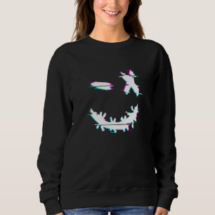 Cool Techno Glitch Smile Trippy Goa Rave Outfits M Sweatshirt