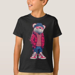 Cool Teddy Bear in Casual Sunglasses Graphic T-Shirt