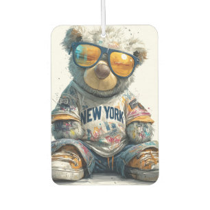 Cool Teddy Bear in Sunglasses and a New York Shirt Air Freshener