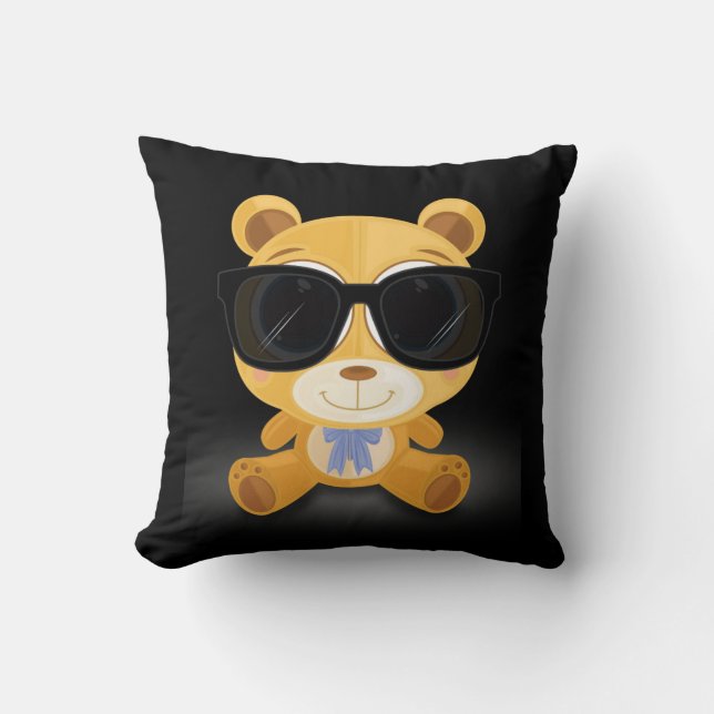 Cool Teddy Bear  Throw Pillow (Front)