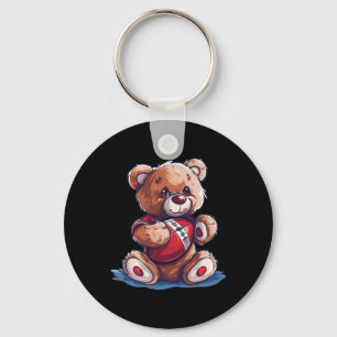 Cool Teddy With Sport Ball Outfit For Boys And Gir Keychain