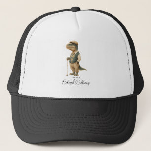 Cool Tee-Rex Golfer Dinosaur Signature Name Trucker Hat