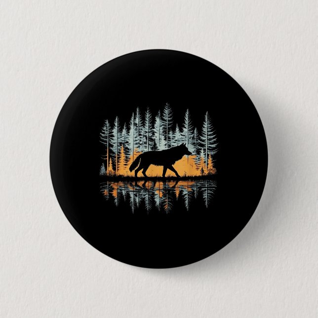 Cool Tees Graphic Wolf Nature - Uni-adults &amp; K 2 Inch Round Button (Front)