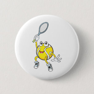 Cool Tennis Ball Holding Racquet 2 Inch Round Button