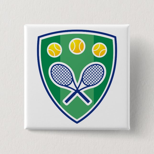 Cool tennis button with crossed rackets logo (Front)