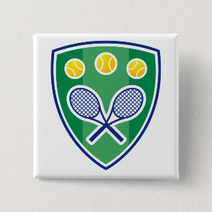 Cool tennis button with crossed rackets logo