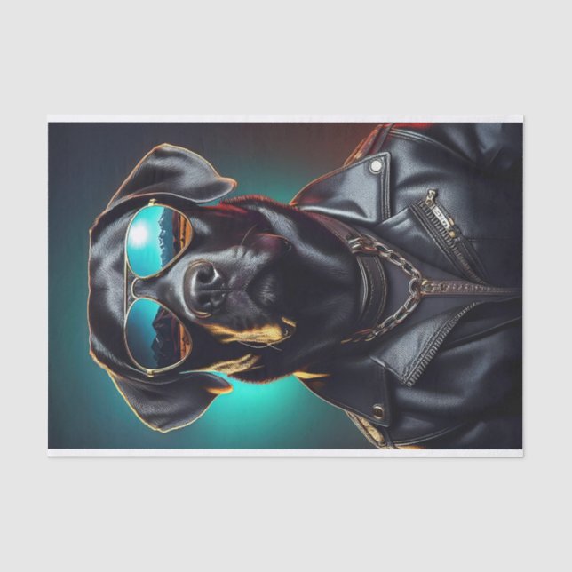 Cool Terrence, Black Lab in Leather Jacket Tissue Paper (Front)