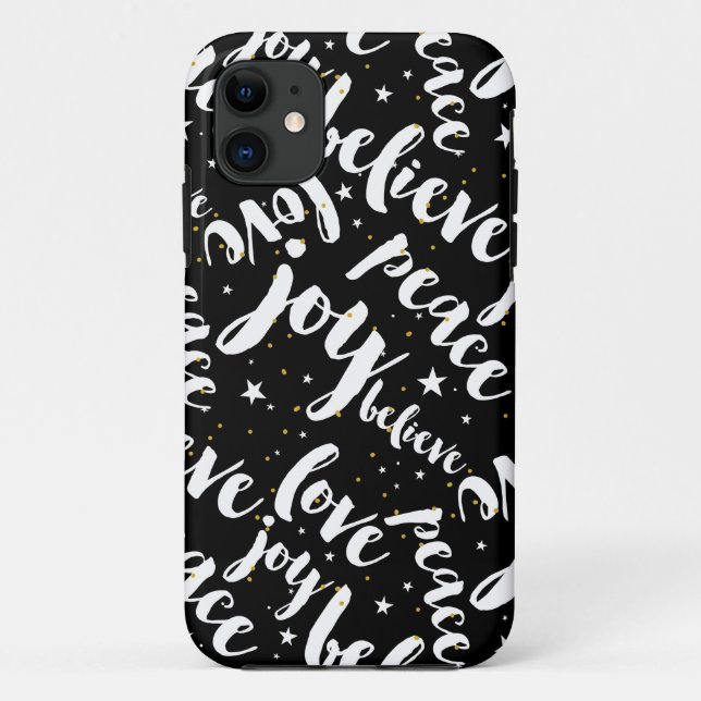 Cool Text Design Peace Joy Believe Love Case-Mate iPhone Case (Back)