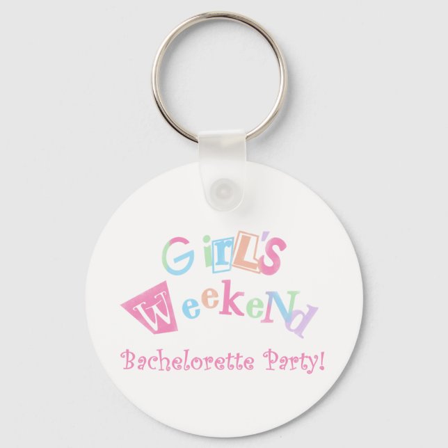 Cool Text Girls Weekend Bachelorette Party Keychain (Front)