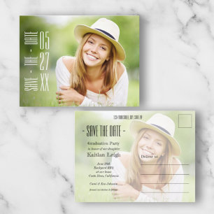 Cool Text Photo Graduation Save the Date Postcard