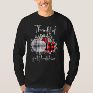 Cool Thankful Grateful Blessed Plaid Cute Thanksgi T-Shirt