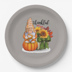 Cool thankful Thanksgiving gnome  Paper Plate
