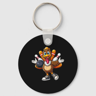 Cool Thanksgiving Bowling Gobble Player Turkey Bow Keychain