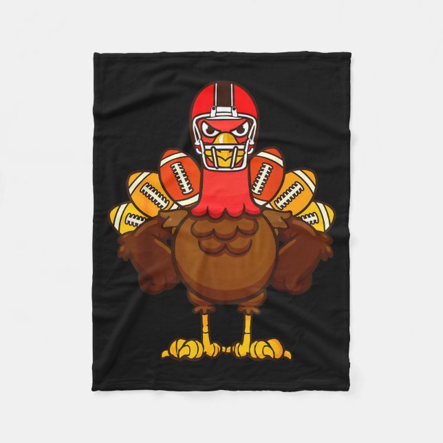 Cool Thanksgiving Football Shirt _ Gobble Player T Fleece Blanket (Front)