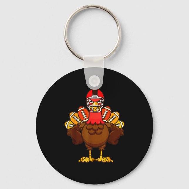 Cool Thanksgiving Football Shirt _ Gobble Player T Keychain (Front)
