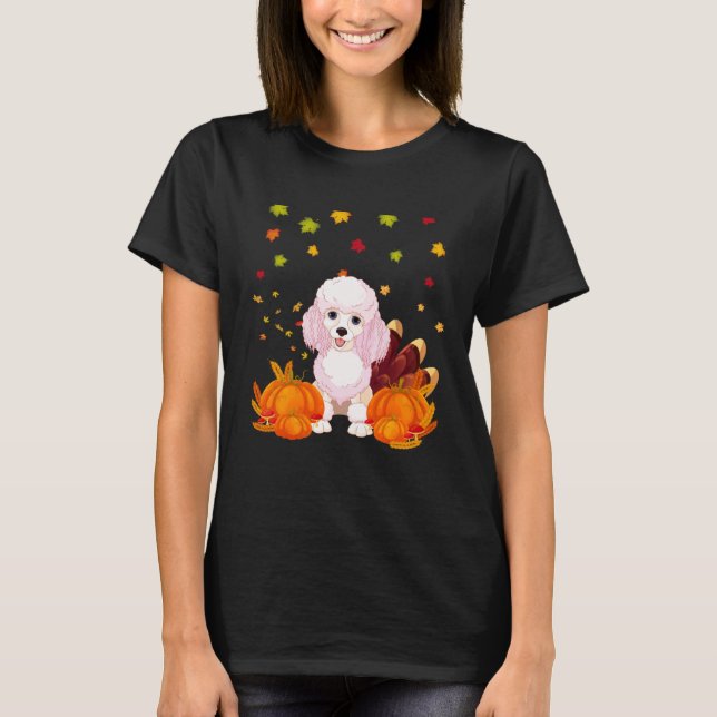 Cool Thanksgiving Poodle Turkey Costume Fall Autum T-Shirt (Front)