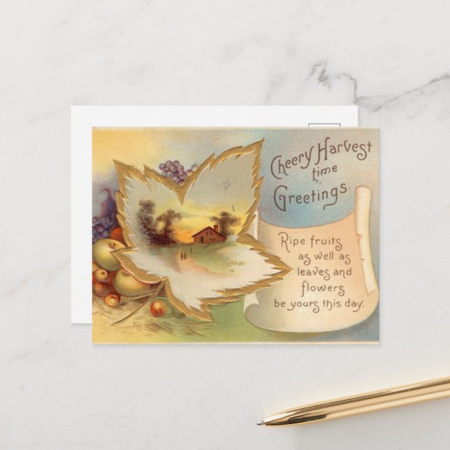 cool Thanksgiving scène vintage Carte postale (Devant/Arrière en situation)