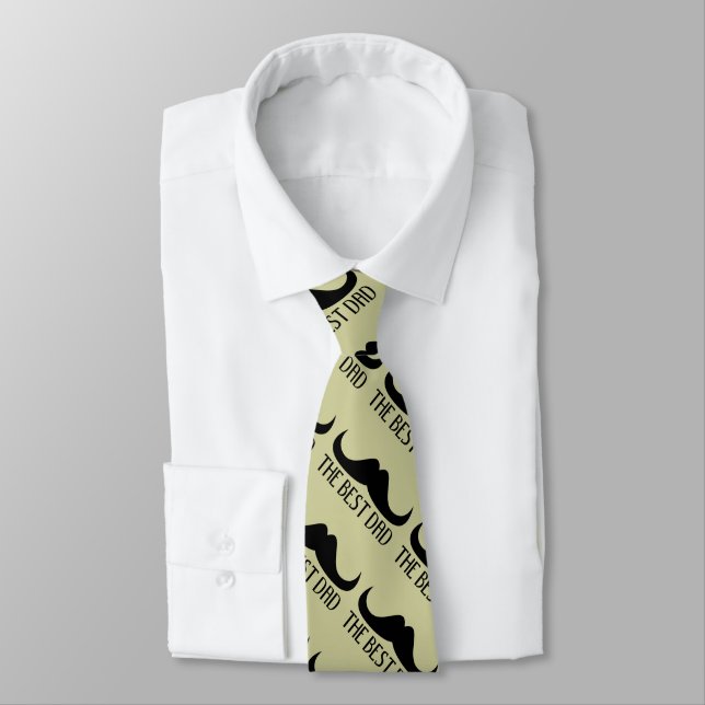 Cool The best Dad Black Moustache Father's Day Tie (Tied)
