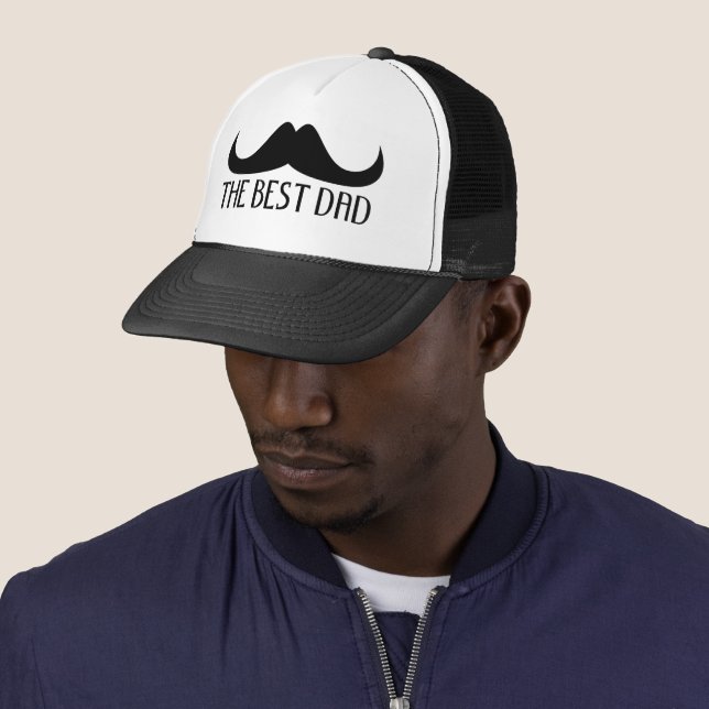 Cool The best Dad Black Moustache Father's Day Trucker Hat (In Situ)