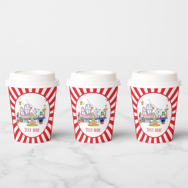 cool theme park circus party add text paper plates cups (Multi)