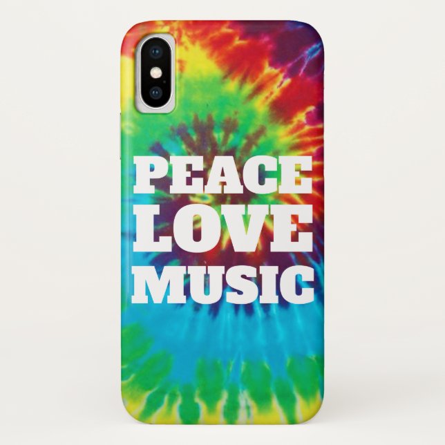 Cool Tie Dye Peace Love Music Case-Mate iPhone Case (Back)