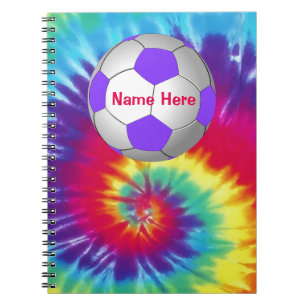 Cool Tie Dye PERSONALIZED Soccer Notebook