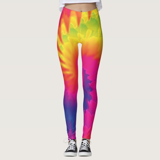 Cool Tie Dye Rainbow Fashion Leggings (Front)