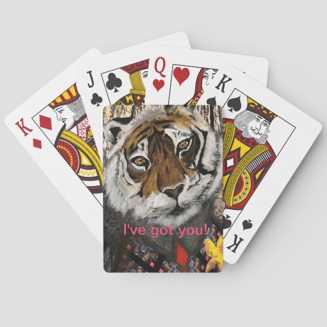 Cool Tiger, Editable Text  Playing Cards (Back)