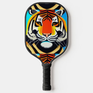 Cool Tiger Face Abstract Art Pickleball Paddle
