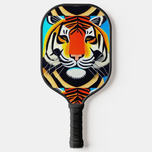 Cool Tiger Face Abstract Art  Pickleball Paddle (Front)