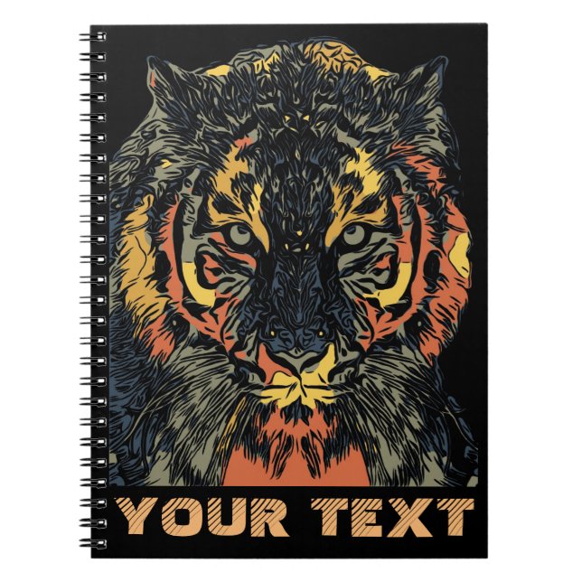 Cool Tiger Face Art Add Your Own Text Notebook (Front)