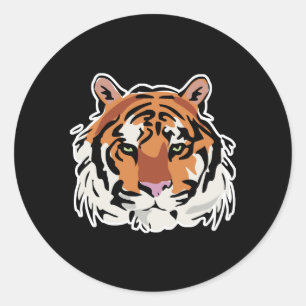 cool tiger face design classic round sticker