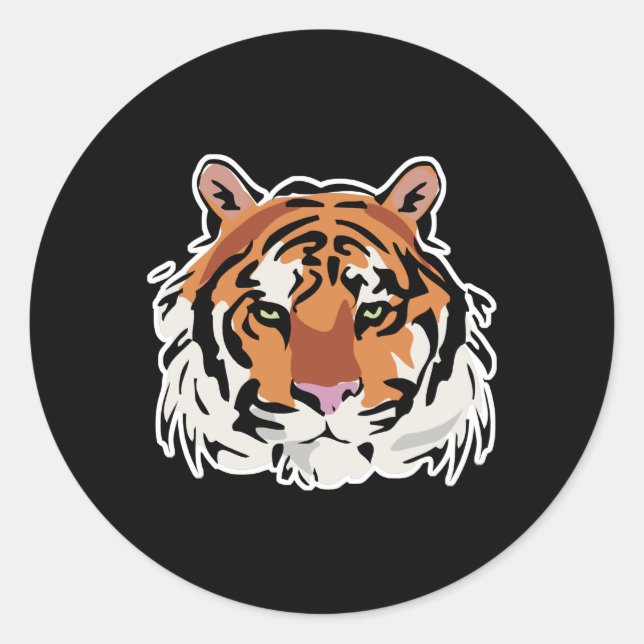 cool tiger face design classic round sticker (Front)