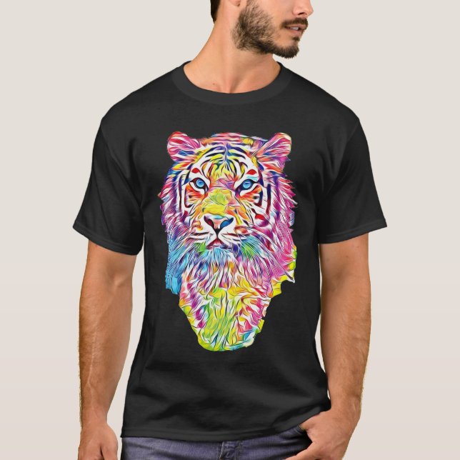 Cool tiger in rainbow colors T-Shirt (Front)