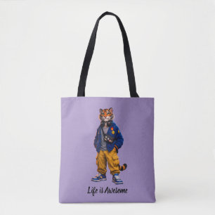 Cool Tiger in Streetwear Art - Urban Style Tiger Tote Bag