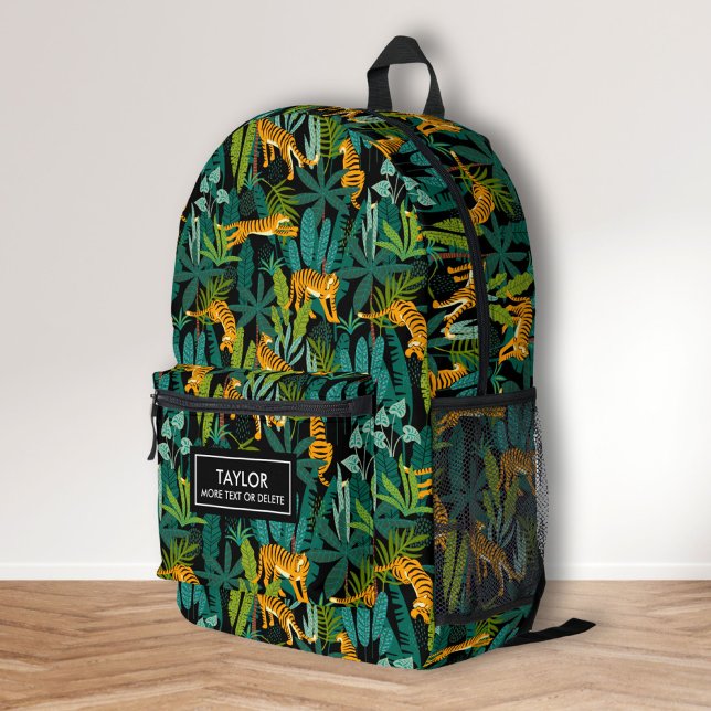 Cool Tiger Jungle Animal, Personalized Name Text Printed Backpack (Creator Uploaded)