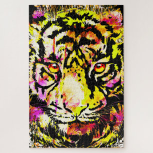 Cool Tiger Puzzle - Yellow Tiger Drawing Puzzle 